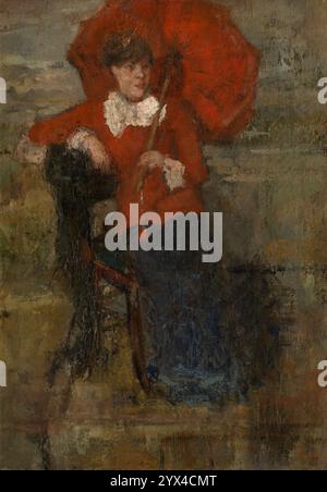 Lady mit rotem Sonnenschirm, 1880. Stockfoto