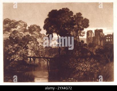 Berry Pomeroy Castle, 1815? Ruine der Burg in Devon. Stockfoto