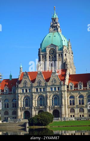 Neues Rathaus in Hannover, Rathaus der niedersaechsischen Landeshauptstadt und Sitz der hannoverschen Stadtverwaltung, Hannover, Landeshauptstadt, Par Stockfoto