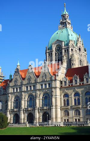 Neues Rathaus in Hannover, Rathaus der niedersaechsischen Landeshauptstadt und Sitz der hannoverschen Stadtverwaltung, Hannover, Landeshauptstadt, Par Stockfoto