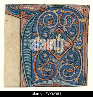 Initial F: St. Michael und der Drache; Zisterzienserantiphonal, um 1260–1270. Stockfoto