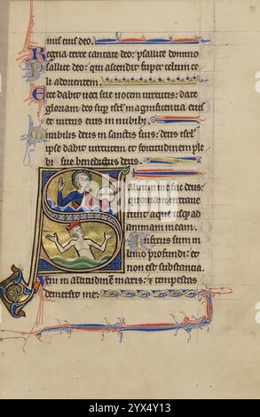 Initial S: Gott der Schöpfer und David im Wasser; Wenzel Psalter, um 1250–1260. Stockfoto