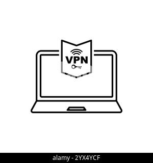 Computer Internet Security VPN Concept Line Symbolvektor Stock Vektor