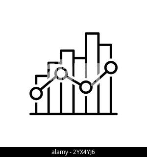 Wachsendes Balkendiagramm-Symbol in Schwarz auf weißem Hintergrund. Vektorabbildung Stock Vektor