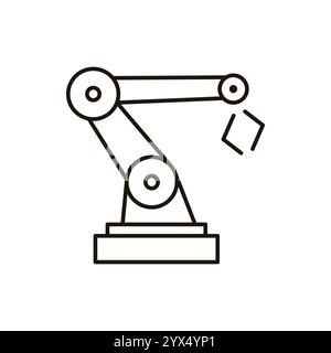 Symbol für mechanischen Arm. Dünnes, lineares Umrisssymbol des mechanischen Arms, isoliert auf weißem Hintergrund aus der Sammlung künstlicher Intelligenz. Linienvektorzeichen Stock Vektor