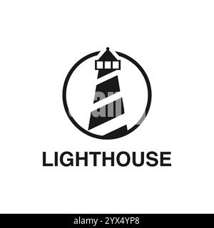 Design mit Lighthouse Logo-Vorlage. Vektordarstellung. Stock Vektor