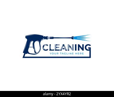 Logo-Vorlage für Druckwaschpistole. Reinigungsvektordesign. Illustration der Werkzeuge Stock Vektor