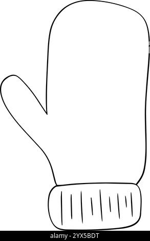 Grafische Abbildung mit Fäustlinie. Symbol Vektor Hand gezeichnete Illustration von Kleidung für Hände für den Winter Stock Vektor