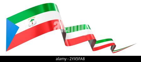 Flagge Äquatorialguineas - Wellenband isoliert auf weißem Hintergrund - 3D-Illustration Stockfoto