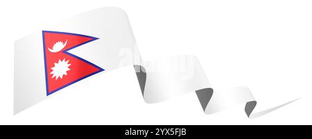 Nepal Flagge - Wellenband isoliert auf weißem Hintergrund - 3D-Illustration Stockfoto