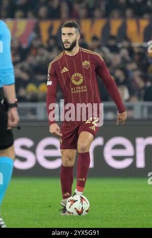 Mario Hermoso von Roma wurde während des Fußballspiels der UEFA Europa League 2024-2025 zwischen AS Roma und SC Braga im Olympiastadion in Aktion genommen. Endpunktzahl; AS Roma 3: 0 SC Braga. Stockfoto