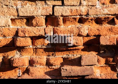 Alte rote Backsteinwand Textur Hintergrund Nahaufnahme Stockfoto