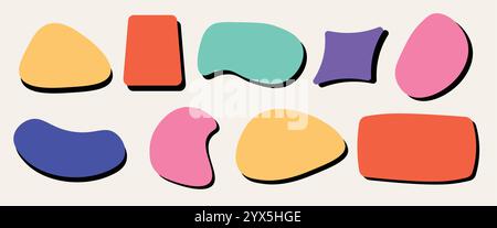 Set aus farbenfrohen Rahmen mit Schatten im Retro-Stil der 1980er und 1990er Jahre Stock Vektor