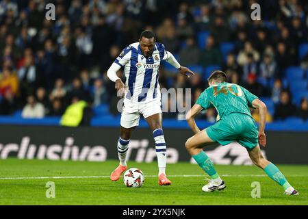 San Sebastian, Spanien. Dezember 2024. Sheraldo Becker (Sociedad) Fußball/Fußball: Spieltag 6 der UEFA Europa League zwischen Real Sociedad 3-0 FC Dynamo Kyiv in der reale Arena in San Sebastian, Spanien. Quelle: Mutsu Kawamori/AFLO/Alamy Live News Stockfoto