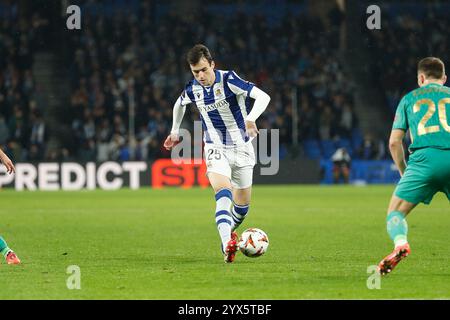 San Sebastian, Spanien. Dezember 2024. Jon Magunazelaia (Sociedad) Fußball/Fußball : Spieltag 6 der Ligaperiode der UEFA Europa League zwischen Real Sociedad 3-0 FC Dynamo Kiew in der reale Arena in San Sebastian, Spanien . Quelle: Mutsu Kawamori/AFLO/Alamy Live News Stockfoto