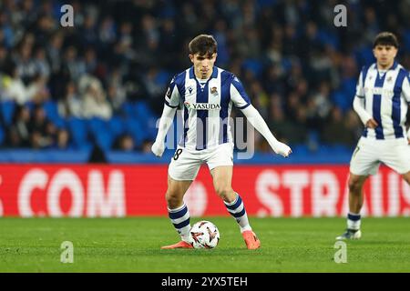 San Sebastian, Spanien. Dezember 2024. Pablo Marin (Sociedad) Fußball/Fußball: Spieltag 6 der UEFA Europa League zwischen Real Sociedad 3-0 FC Dynamo Kiew in der reale Arena in San Sebastian, Spanien. Quelle: Mutsu Kawamori/AFLO/Alamy Live News Stockfoto