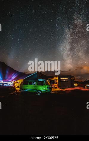 Camping unter der Milchstraße Stockfoto