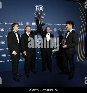 STELLA ANDREA PIASTRI OSCAR, Porträt BRAUN Zak, McLaren Racing, FIA Formel 1, Porträt NORRIS Lando, McLaren Racing, FIA Formel 1, Porträt während der FIA Awards 2024 am 13. Dezember 2024 in der BK Arena in Kigali, Ruanda Stockfoto