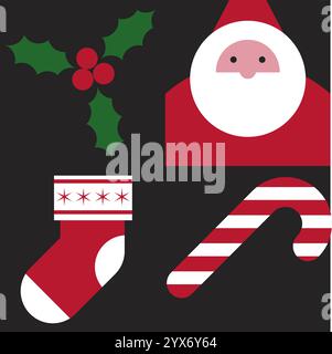 Skandinavisches Weihnachtsmann-Block-Design Stock Vektor