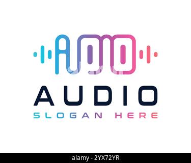 Audio Letter Music Player Element. Logo-Vorlage elektronische Musik, Equalizer, Store, DJ-Musik, Nachtclub, Disco. Audio Wave Logo-Konzept Stock Vektor