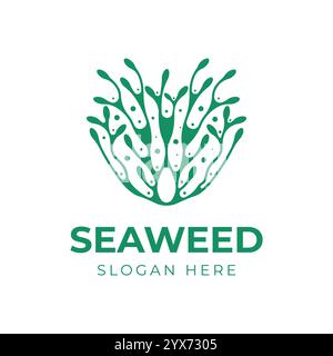 Modernes und minimalistisches Meeresalgen-Logo-Design Stock Vektor