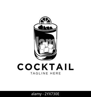 Cocktail Logo Design Vektor Vintage Alkohol Getränk Icon Cocktail Glas Vektor Retro Design Vorlage Stock Vektor