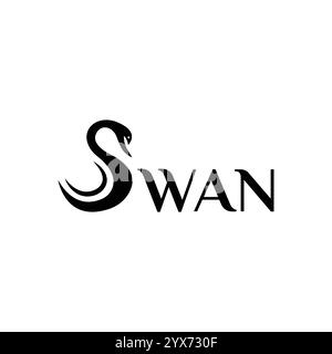 Design mit dem anfänglichen S-Schwanenlogo. Vektorillustration der schwan-Typographie Stock Vektor