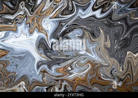 Ein abstrakter flüssiger Hintergrund mit metallischem Glanz. Stockfoto