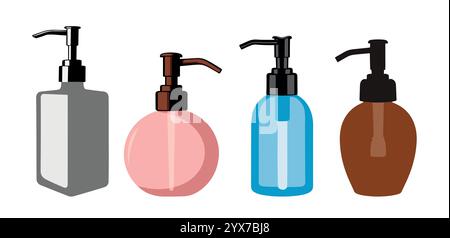 Satz von verschiedenen farbigen Seifenspendern Vektor Stock Vektor