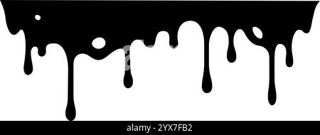 Schwarze Farbe tropft auf einem weißen Hintergrund und schafft mit ihren unregelmäßigen Formen und fließenden Bewegungen einen abstrakten und künstlerischen visuellen Effekt Stock Vektor