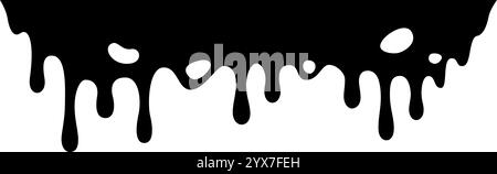 Schwarze Farbe tropft auf einem weißen Hintergrund und schafft mit ihren unregelmäßigen Formen und fließenden Bewegungen einen abstrakten und künstlerischen visuellen Effekt Stock Vektor