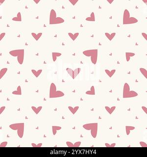 Nahtloses Muster mit Herzen. Niedliches zartes Design für Stoff, Verpackung, Valentinstag-Tapete, romantischer Hintergrund Stock Vektor
