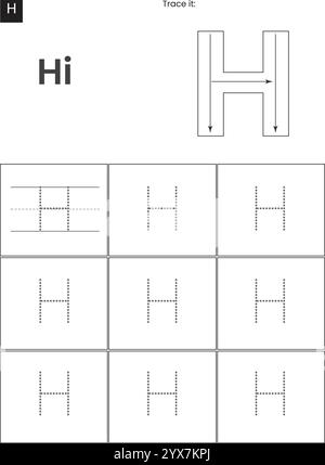 Großbuchstaben Kinder, die ABC lernen und üben Stock Vektor