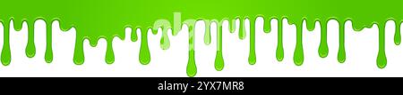 Zähflüssiger, hellgrüner Schleim tropft auf weißem Hintergrund und schafft eine klebrige und klebrige Textur, geeignet für halloween oder jedes gruselige Design Stock Vektor
