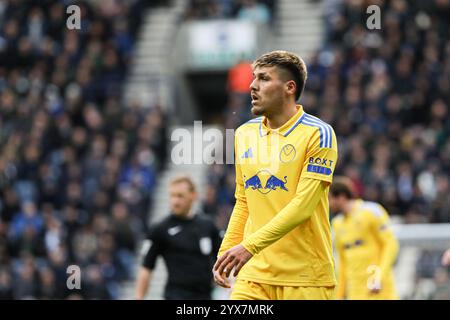 Preston, Großbritannien. Dezember 2024. Joël Piroe von Leeds United während des Sky Bet Championship Matches Preston North End gegen Leeds United in Deepdale, Preston, Vereinigtes Königreich, 14. Dezember 2024 (Foto: Jorge Horsted/News Images) in Preston, Vereinigtes Königreich am 14. Dezember 2024. (Foto: Jorge Horsted/News Images/SIPA USA) Credit: SIPA USA/Alamy Live News Stockfoto