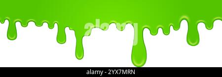 Hellgrüner Schleim tropft auf weißem Hintergrund und sorgt für einen lebendigen und schaurigen visuellen Effekt, perfekt für halloween oder jedes Projekt, das einen braucht Stock Vektor