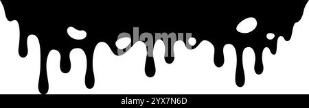 Schwarze Farbe tropft auf einem weißen Hintergrund und schafft mit ihren unregelmäßigen Formen und fließenden Bewegungen einen abstrakten und künstlerischen visuellen Effekt Stock Vektor