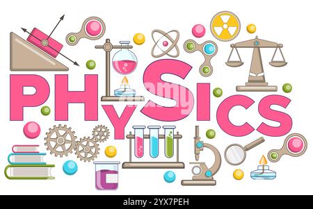 Schriftzug. Eine Reihe wissenschaftlicher Symbole. Isoliert auf weißem Hintergrund. Vektorabbildung. Stock Vektor