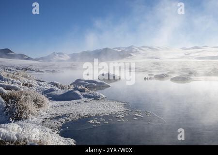 Winterlandschaft des Pamir-Plateaus, Pamir-Autobahn, Alichur, Provinz Gorno-Badakhshan, Tadschikistan, Zentralasien, Asien Stockfoto