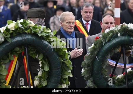 Bastogne, Belgien. Dezember 2024. NASA-Administrator Bill Nelson, dargestellt während der Gedenkfeier zum 80. Jahrestag der Ardennenoffensive, einer entscheidenden Episode des Zweiten Weltkriegs, in Bastogne am Samstag, den 14. Dezember 2024. BELGA PHOTO ERIC LALMAND Credit: Belga News Agency/Alamy Live News Stockfoto