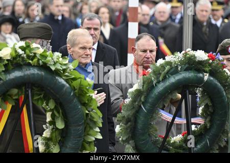 Bastogne, Belgien. Dezember 2024. NASA-Administrator Bill Nelson, dargestellt während der Gedenkfeier zum 80. Jahrestag der Ardennenoffensive, einer entscheidenden Episode des Zweiten Weltkriegs, in Bastogne am Samstag, den 14. Dezember 2024. BELGA PHOTO ERIC LALMAND Credit: Belga News Agency/Alamy Live News Stockfoto