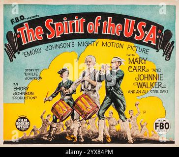 The Spirit of the USA (FBO, Film Booking Offices of America, 1924). Titelfoyer-Karte - Mary Carr, Johnnie Walker, All-Star-Besetzung - Stummfilm Stockfoto