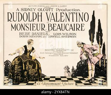 Monsieur Beaucaire (Paramount, 1924) Titel Lobby Card - Rudolph Valentino, Bebe Daniels - Stummfilm Stockfoto