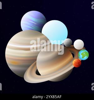 Planets of the Solar System Poster Concept Illustration Stock Vektor