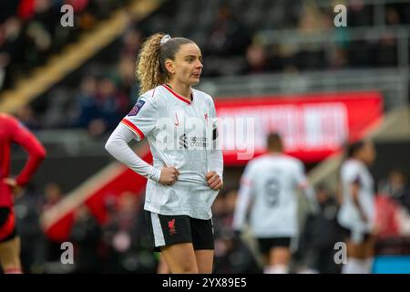 Leigh, Großbritannien. Dezember 2024. Einzelschuss von Leanne Kiernan (9 Liverpool). Manchester United gegen Liverpool, WSL, Leigh Sports Village, Leigh, England (Sean Walsh/SPP) Credit: SPP Sport Press Photo. /Alamy Live News Stockfoto