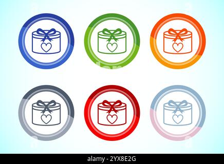 Geschenkbox Symbol Design überraschendes Geschenkbox Symbol, Knopf Design Set Stock Vektor