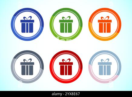 Geschenkbox Symbol Design überraschendes Geschenkbox Symbol, Knopf Design Set Stock Vektor