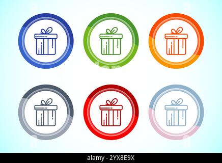 Geschenkbox Symbol Design überraschendes Geschenkbox Symbol, Knopf Design Set Stock Vektor