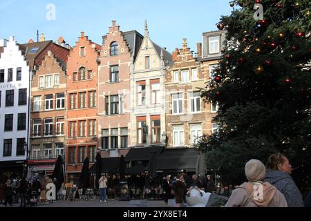 Gildenhäuser in Antwerpen Stockfoto