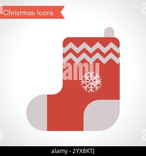 Rote Weihnachtssocke für Geschenke. Weihnachtssymbol. Vektorabbildung Stock Vektor
